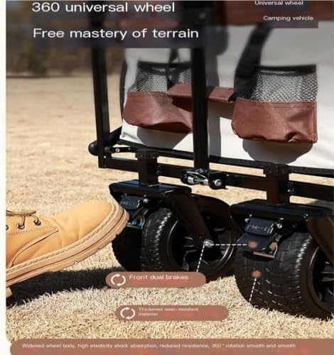 Portable Camping Cart,Outdoor Beach Camping Picnic Folding Fishing Trolley Cart Multifunctional Portable Outdoor Cart (White B)