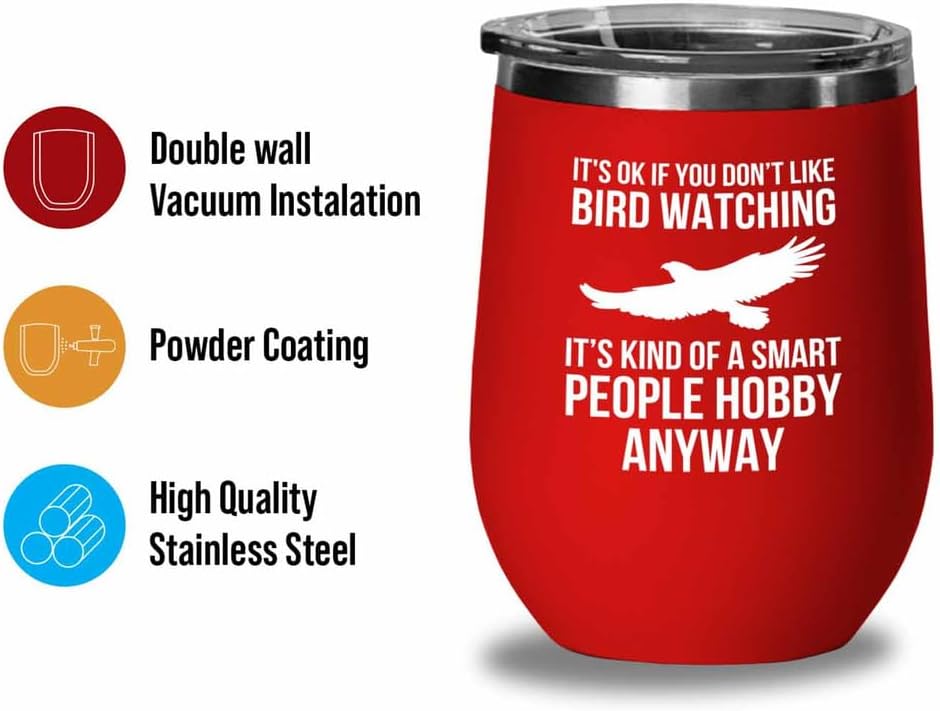 Birding Red Edition Wine Tumbler 12oz - Don't like bird watching - Bir