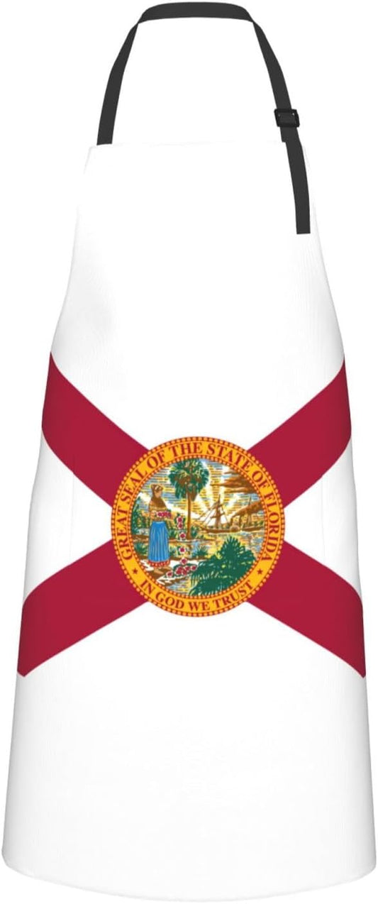 Flag of Florida print Waterproof chef's apron with pocket apron for kitchen cooking baking barbecue and gardening