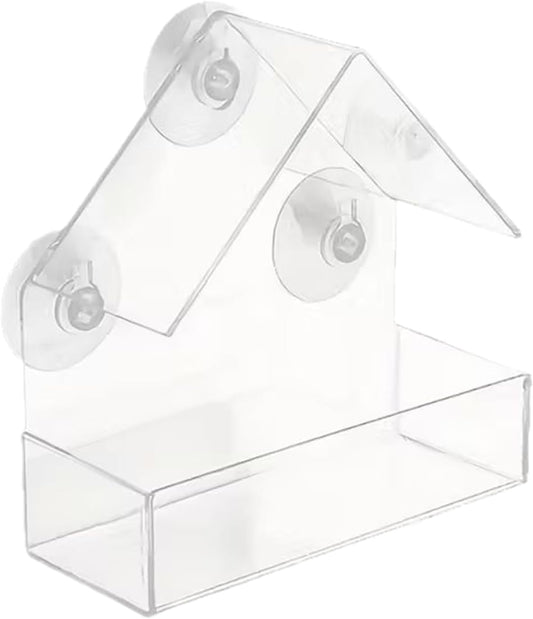 Window Bird Feeder - Acrylic Outdoor Bird Station, Suction Mount Garden Feeding, Sturdy Clear Design Easy View, Weather Resistant Feeding Hub, Premium Birds Watching Gear, Home Balcony Yard Use