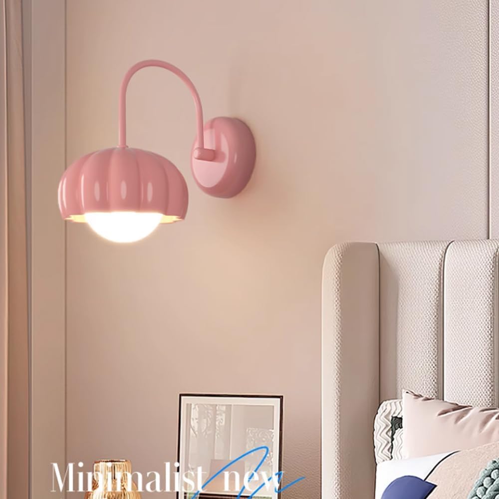 Lights Indoor Modern Pink Bedside Sconce Kids Room,Resin with Globe White PE,Bedside Reading G9 Metal Wall Sconces for Bedroom Living Room lamp