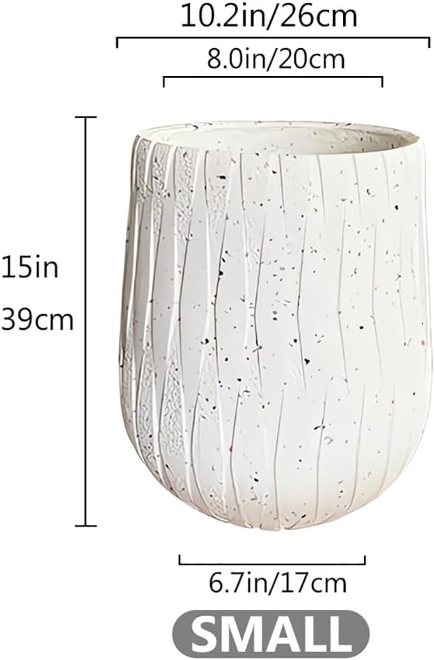 Weathered Concrete Large Planter, Outdoor Decorative Tall Flower Pot with Drainage Hole,Round Planter Pots for Home, Garden, Patio, Courtyard,Porch,White1