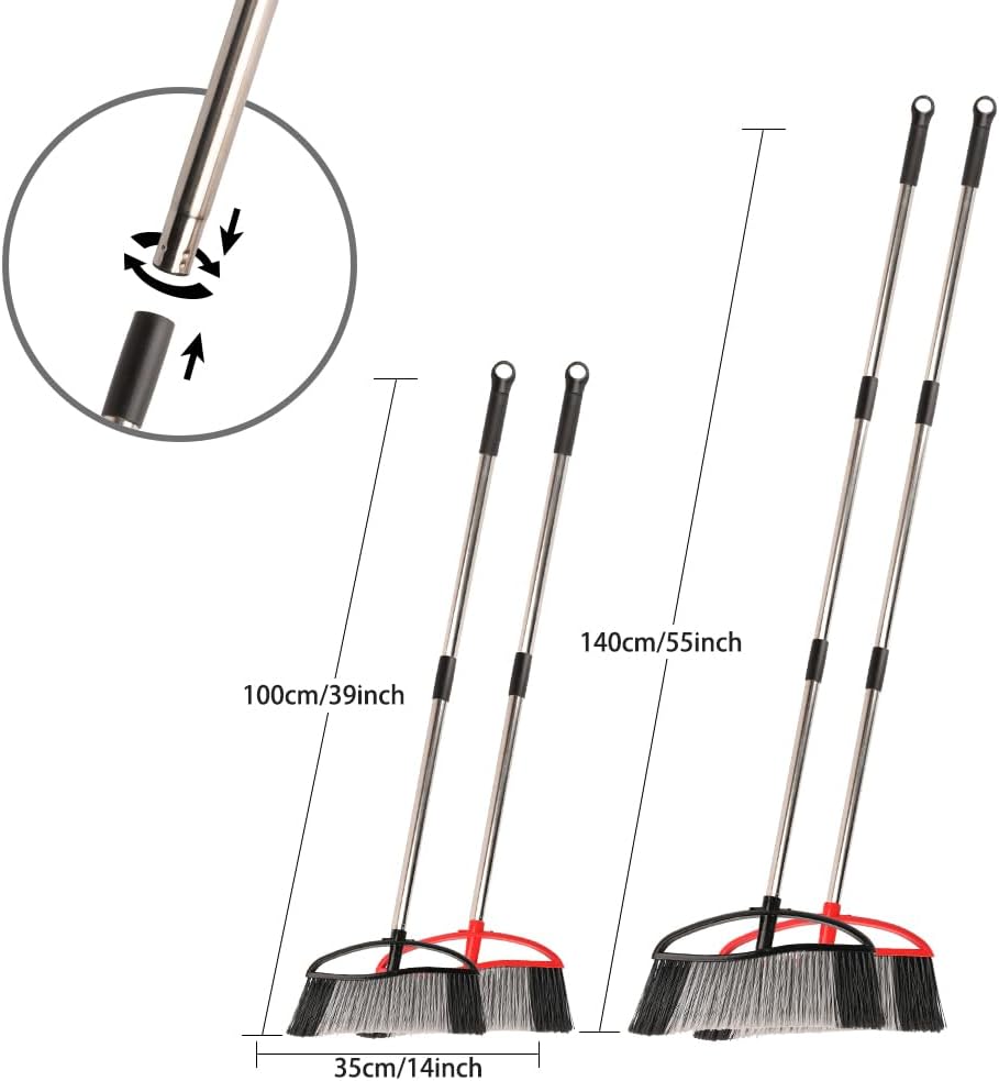 Outdoor Heavy Duty Broom, 15.7'' Wide with Long Handle, Angle Broom with Stiff Bristles for Sweeping Patio, Garden, Garage, Yard