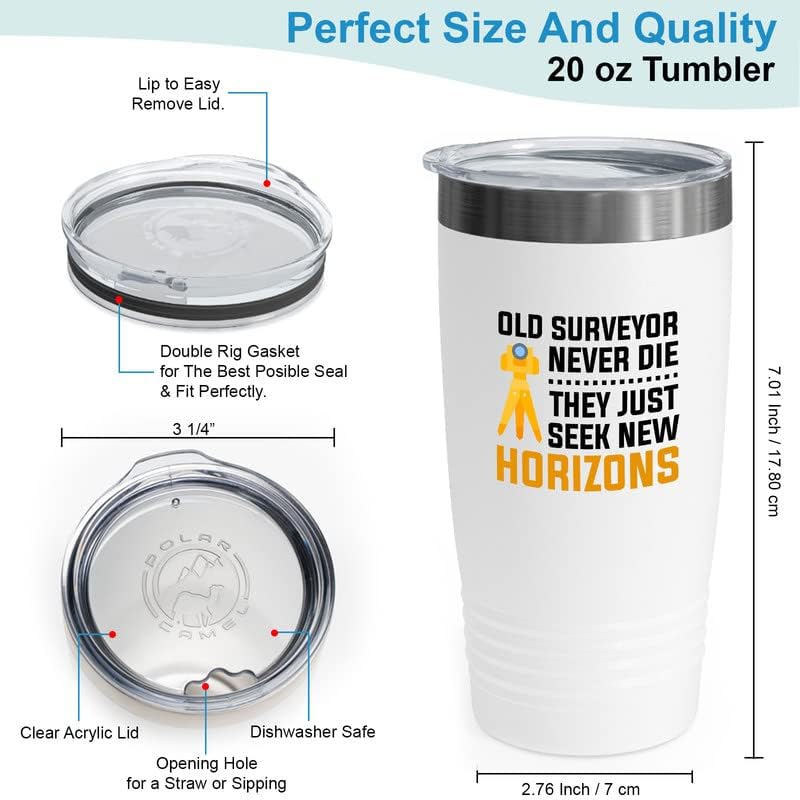 Land Surveyor White Edition Viking Tumbler 20oz - Old surveyor never d