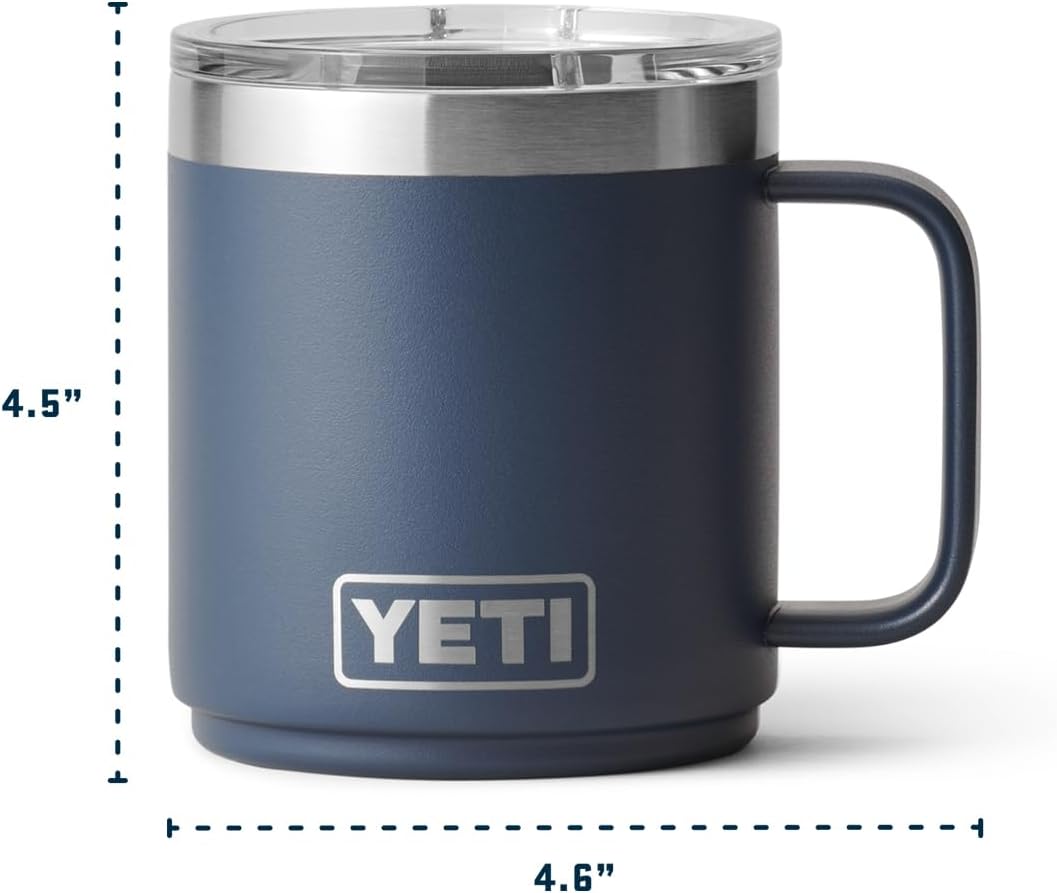 YETI Rambler 10 oz Ceramic Lined Stackable Mug, Vacuum Insulated, Stainless Steel with MagSlider Lid, Cherry Blossom