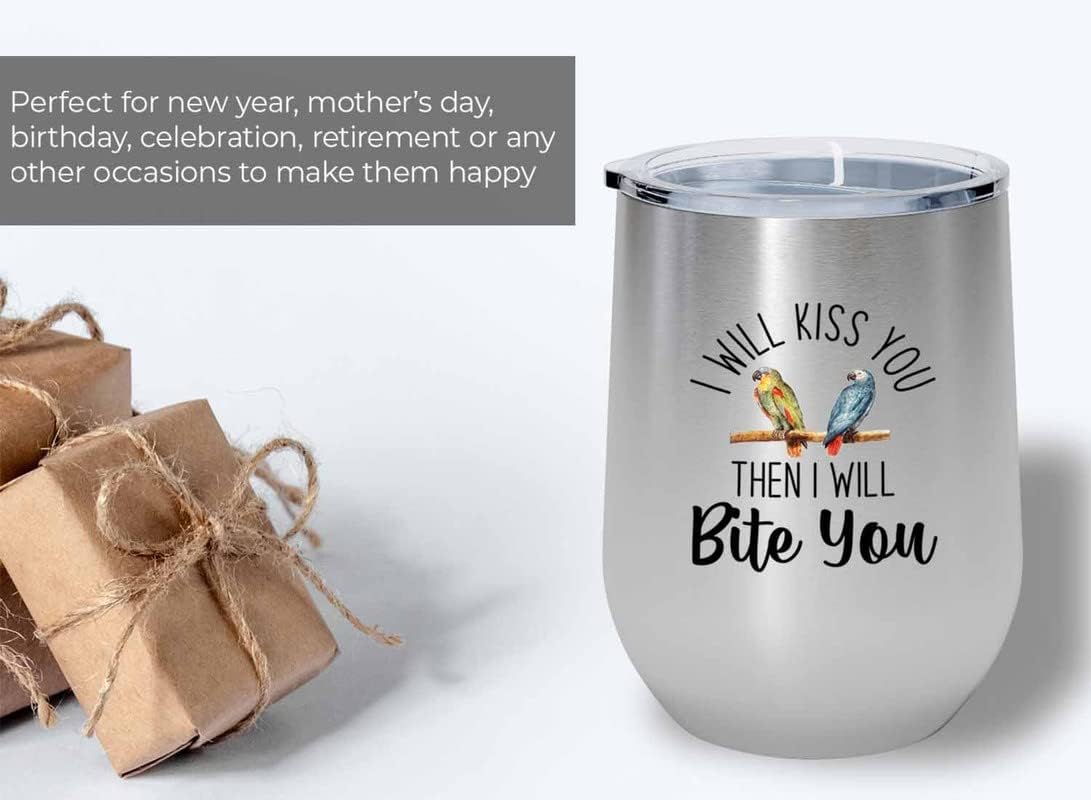 Bird Lover Silver Edition Wine Tumbler 12oz - Kiss then bite you - Hum