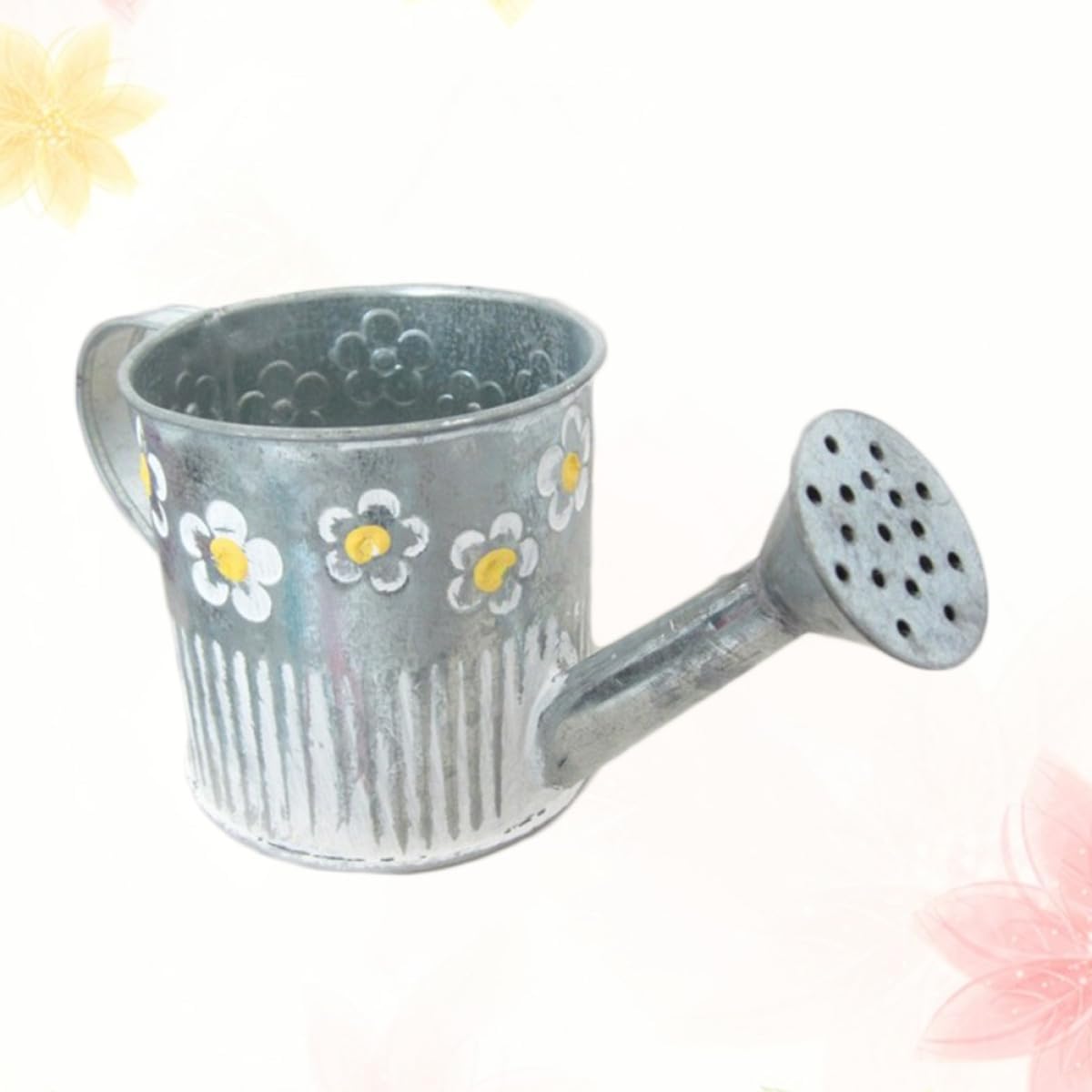 Milisten Iron Flower Vase Watering Pot Shape with Embossed Pattern, Me