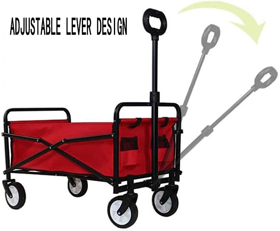 Handcart, Outdoor Camping Storage Box Mini Camping Car Tissue Box Canvas Folding Trolley Shopping Cart/Black