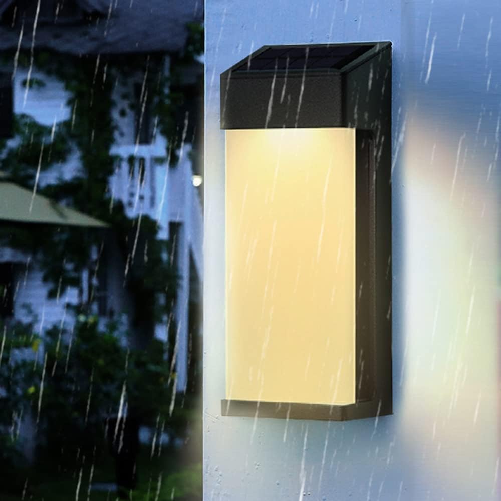 Wall Sconces Garden Lamps Fence 2-Pack Solar Lights Outdoor Sconce Modern Porch Lighting Fixtures Outside Lanterns Compatible with Door Front Patio Garage Entryway