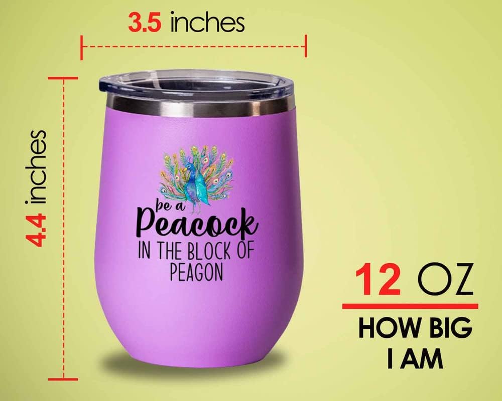 Bird Lover Pink Edition Wine Tumbler 12oz - Peacock block pgeons - Hum
