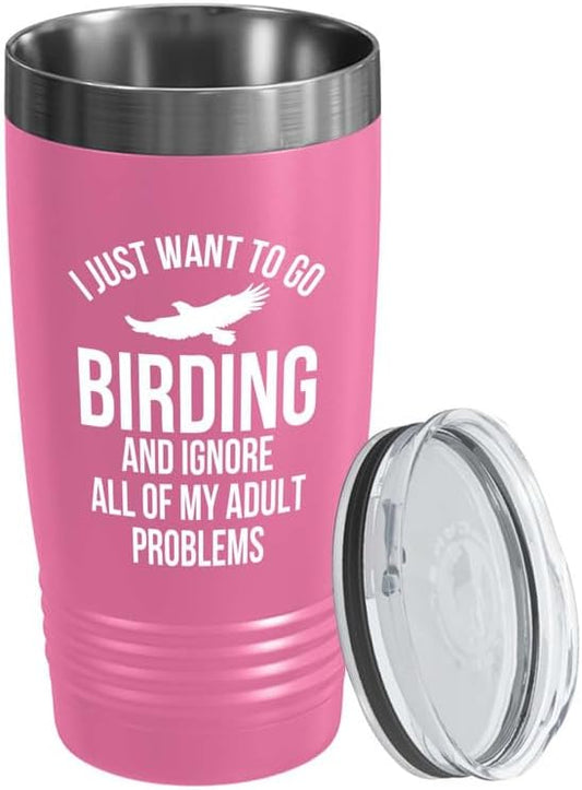 Birding Pink Edition Viking Tumbler 20oz - Go birding - Bird Feeder Ba