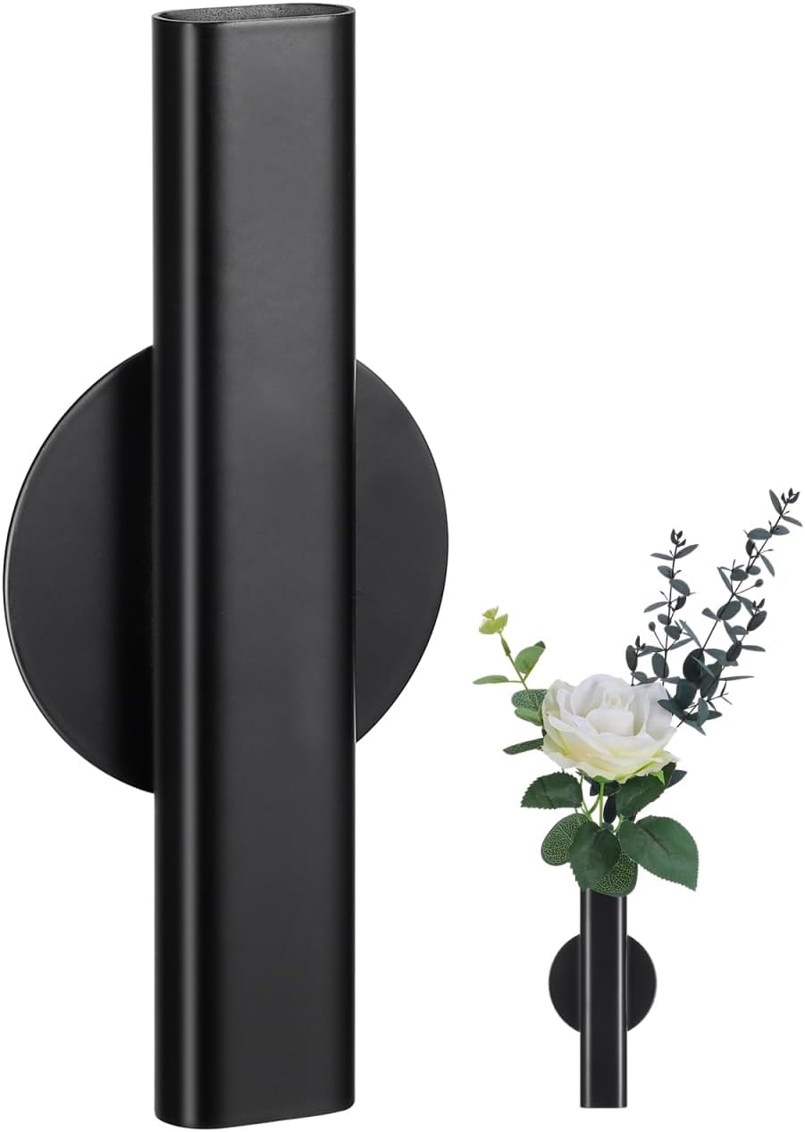 Nordic Wall Mounted Flower Pot - Creative Black Adhesive Flower Vase for Home, Office & Hotel Decor - Small Size, Easy Installation, Versatile for Fresh & Artificial Plants, Stylish & Damage-F