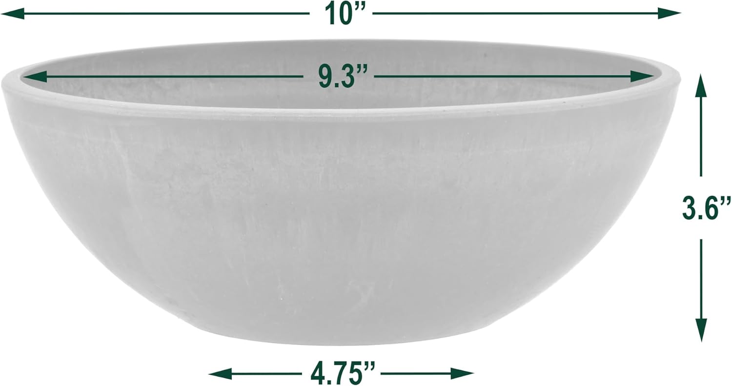 PSW Pot Collection M25TP 10-inch Plastic/Stone/Wood Composite Low Bowl
