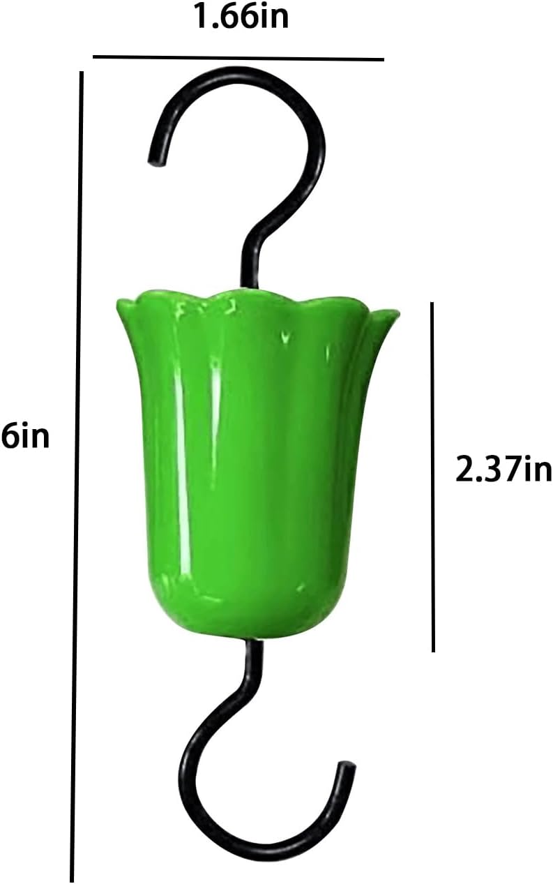 Ant Moat for Hummingbird and Oriole Feeders, Red Flower Hummingbird Feeder Ant Guard, Hummingbird Feeder Accessory Hooks, Made of Durable Plastic, Metal & Rustproof S Hooks, (Green)
