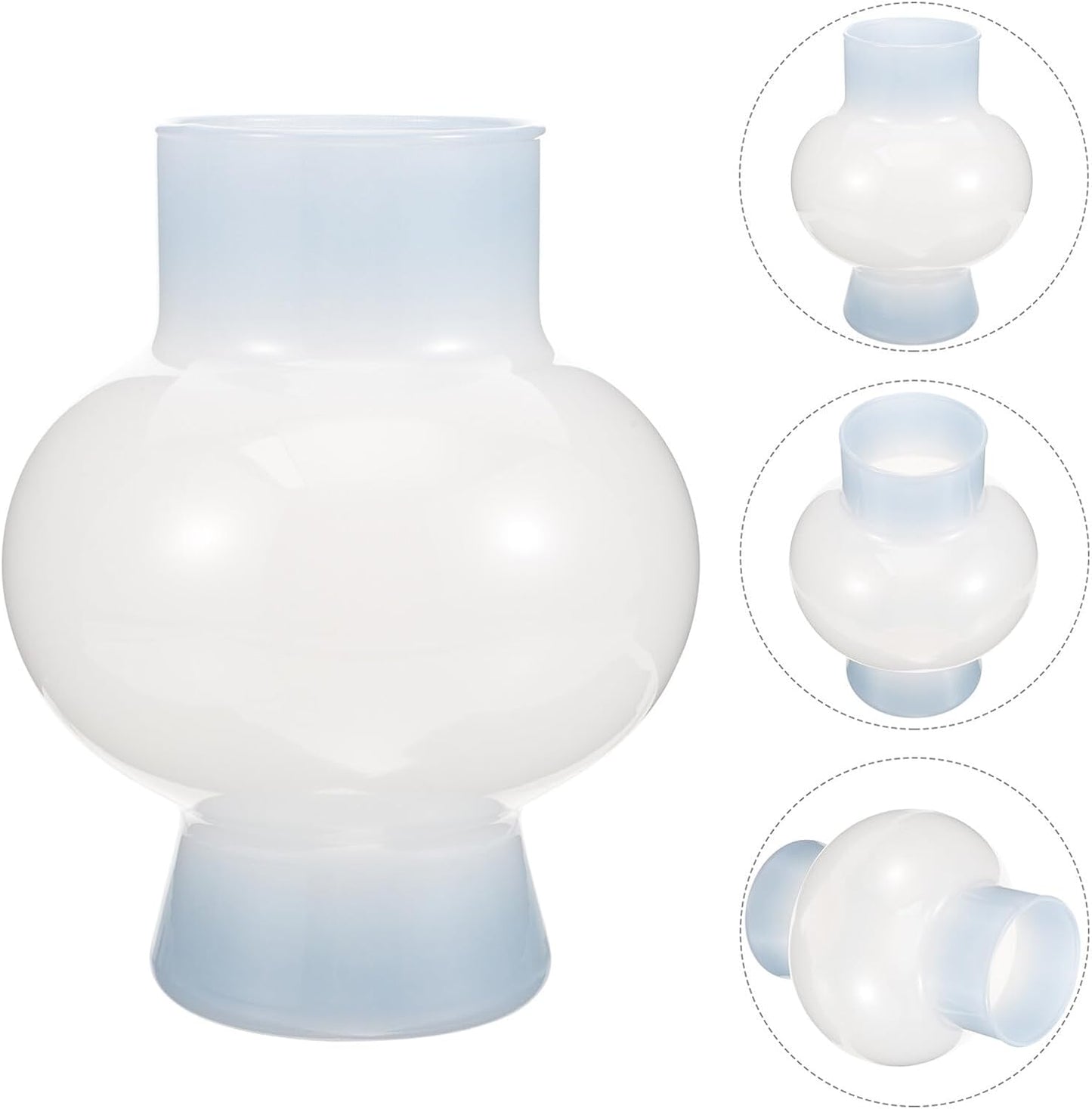 Ceramic Flower Pot Glass Vase Small Planting Pot Milk White French Style Decorative Planter for Indoor Living Room Floral Arrangement