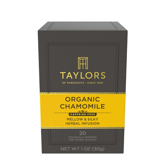 Taylors of Harrogate Organic Chamomile Herbal Tea, Individually Wrapped Bags, 20 Count (Pack of 1), Mellow, Silky & Soft, Caffeine-Free, Enjoy Hot or Iced, 20 Teabags