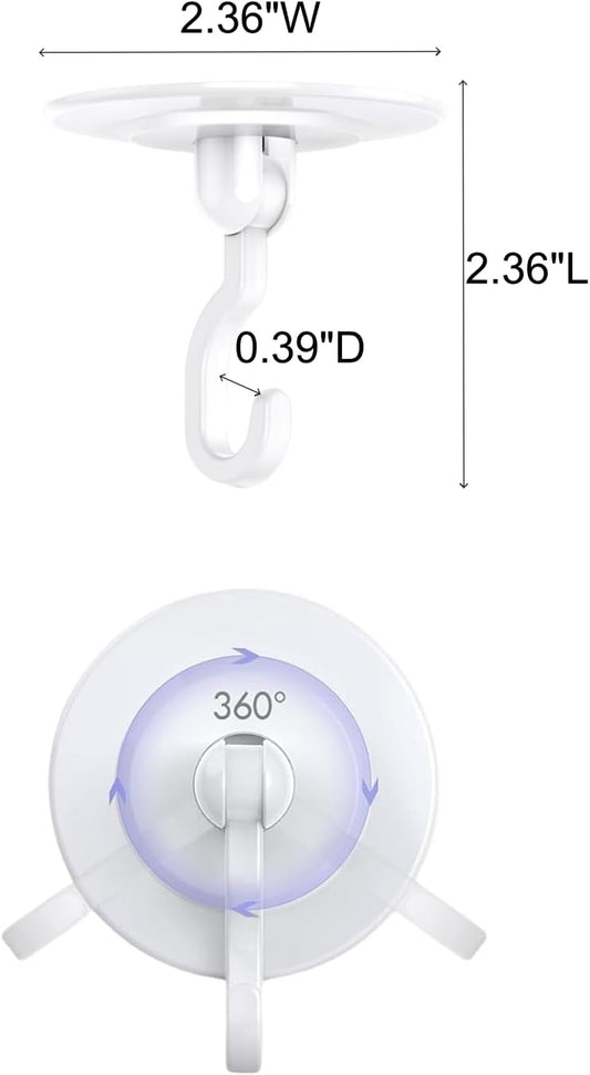 Adhesive Wall & Ceiling Decor Hooks: 4-Pack 3 lbs Heavy Duty No-Drill 