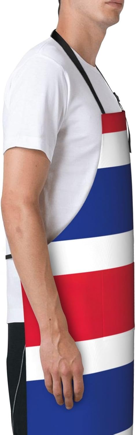 Flag of Costa Rica print Waterproof chef's apron with pocket apron for kitchen cooking baking barbecue and gardening