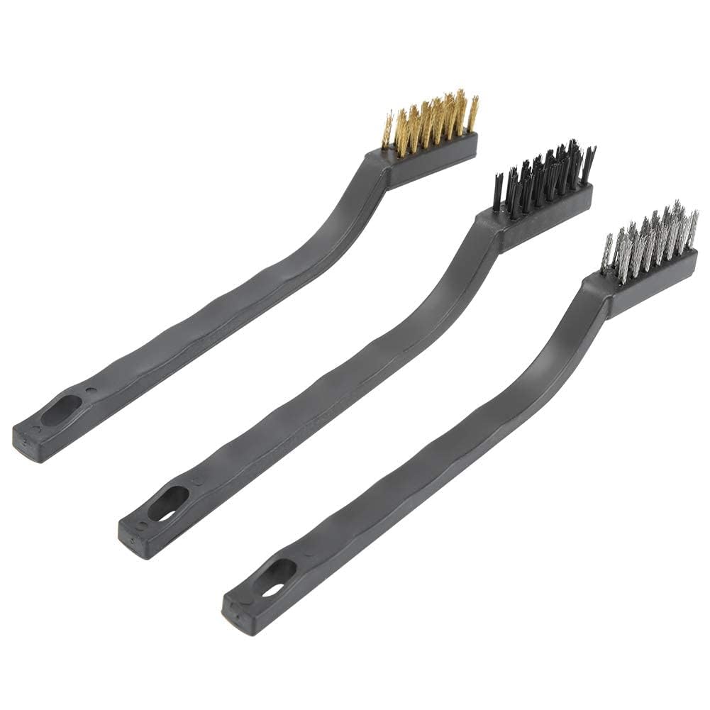 Mini Wire Brush Bonsai Brush, 3pcs Wire Bristle with Plastic Handle Ma