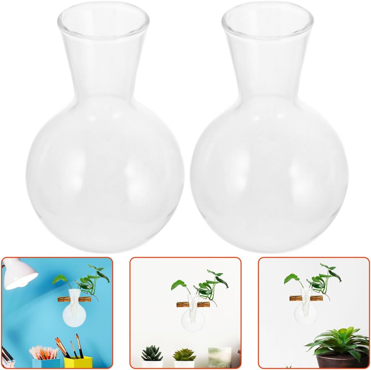 VOSAREA 3pcs Plant Propagation Station Vase Glass Plant Terrarium Hydroponic Vase Air Planter Bulb Succulent Pot Micro Landscape Vessel Desktop Decoration