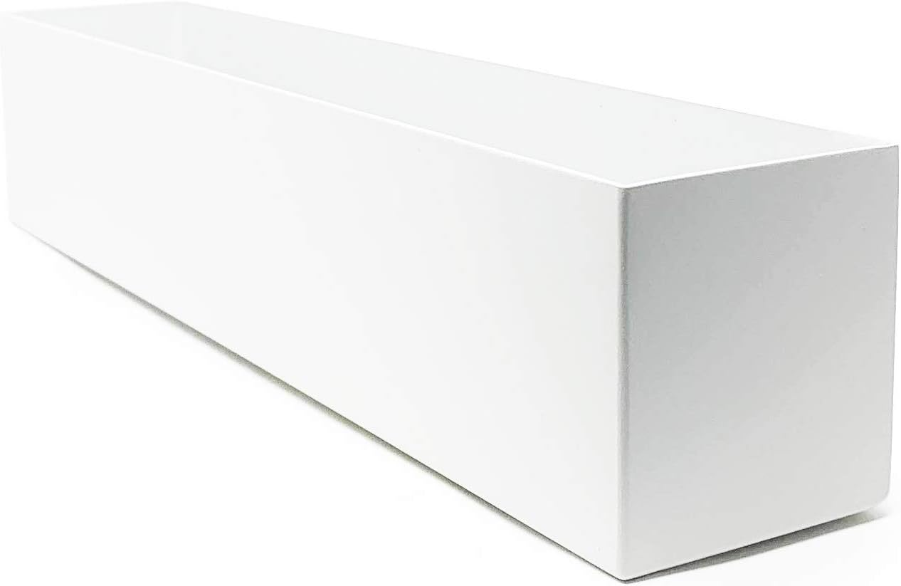 Buhbo Steel Rectangular Planter Box - 16 Inch, White - Modern Trough for Succulents & Small Plants, Indoor/Outdoor Use, Durable Alloy Steel with Drainage