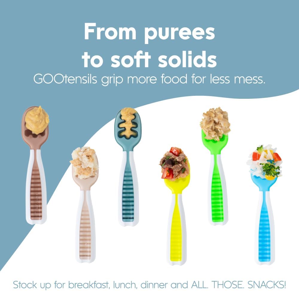 NumNum Baby Spoons Set, Feeding Littles x Silicone Pre-Spoon GOOtensil