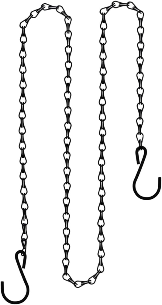 Patio Hanging Chain with Hooks - Black Metal Decorative Chain for Hanging Planters, Bird Feeders, Signs, Lanterns & Ornaments - Outdoor/Indoor Use (4 FT, 1 Piece)