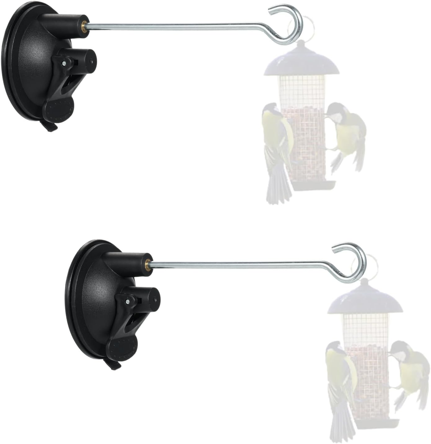 Suction Cup Hooks Window Suction Cup Hanger for Bird Feeders and Wind Chimes and Plant Bird Feeder Hook with Strong Suction Cup (2 Pack)