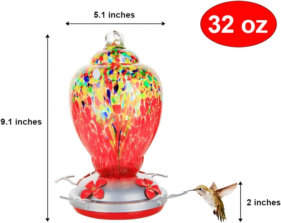 WOSIBO Hummingbird Feeder for Outdoors Patio Large 32 Ounces Colorful 