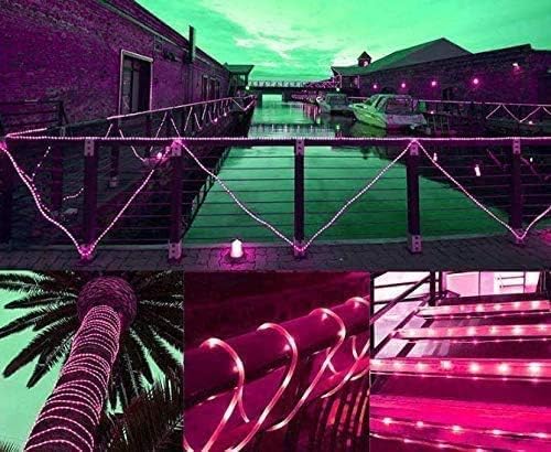 Solar Garden Lights, 100 LEDs 40ft Solar Rope Lights Waterproof Outdoor Copper Wire, 8Lighting Modes Solar Lights Outdoor Garden for Patio, Fence, Wedding Decor (Pink)