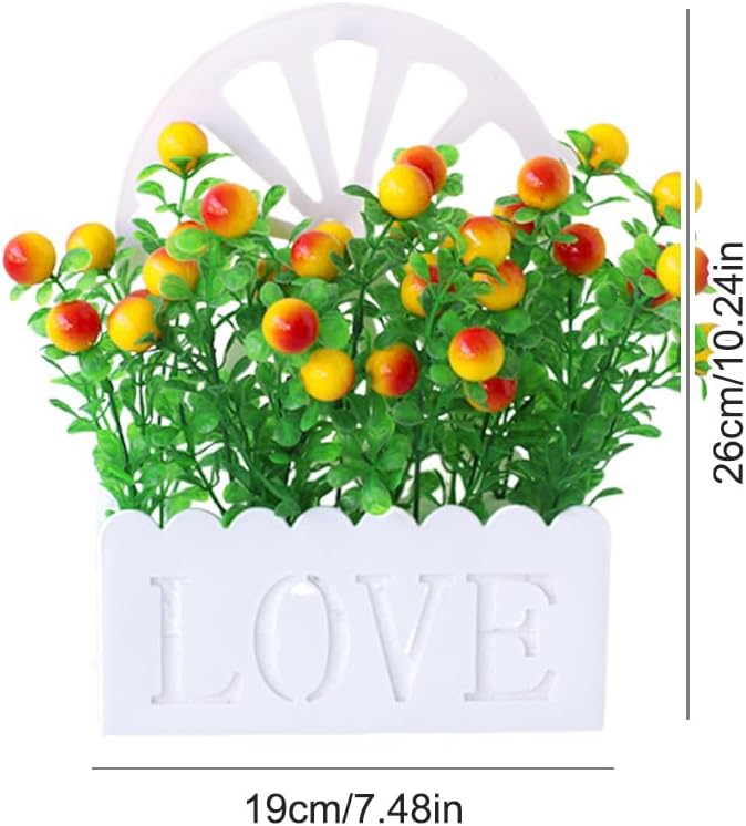 Wall-Mounted Hanging Planters with Artificial Fruits Set, Artificial O