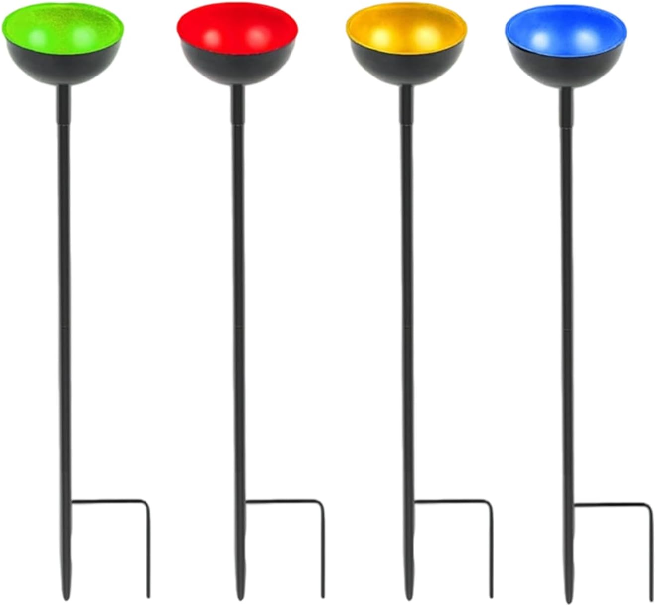 Artistic Outdoor Garden Bird Feeder Weather Metal Bowls Removable Stakes Wildlife Water Station Rain Collector Iron Bird Feeder with Removable Stakes