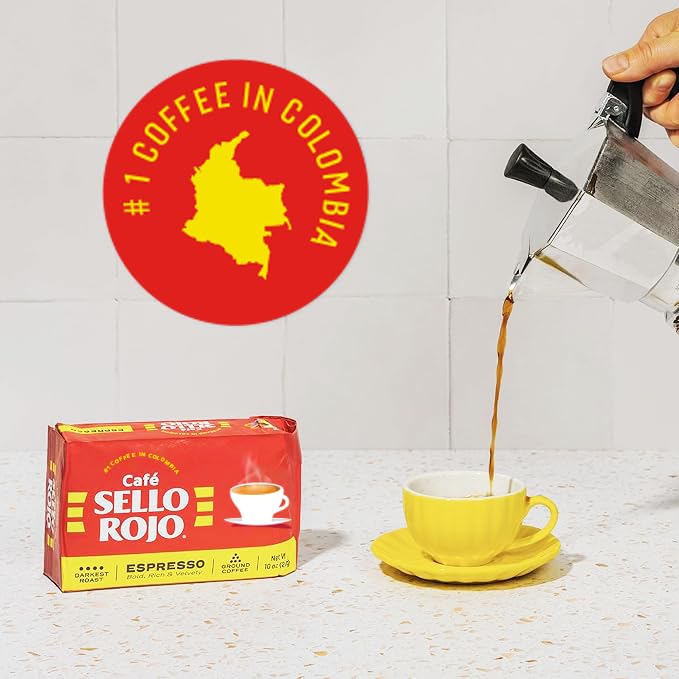 Sello Rojo Espresso Brick, 10 oz - Bold & Flavorful Colombian Ground C