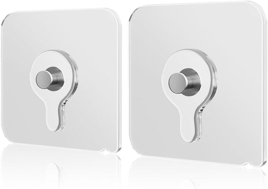 2 Pack Adhesive Hooks for Window Bird Feeder, Heavy Duty 44 Lbs, Waterproof, Weatherproof, Non-Marking Self-Adhesive Hooks for Wall, Window Hanging