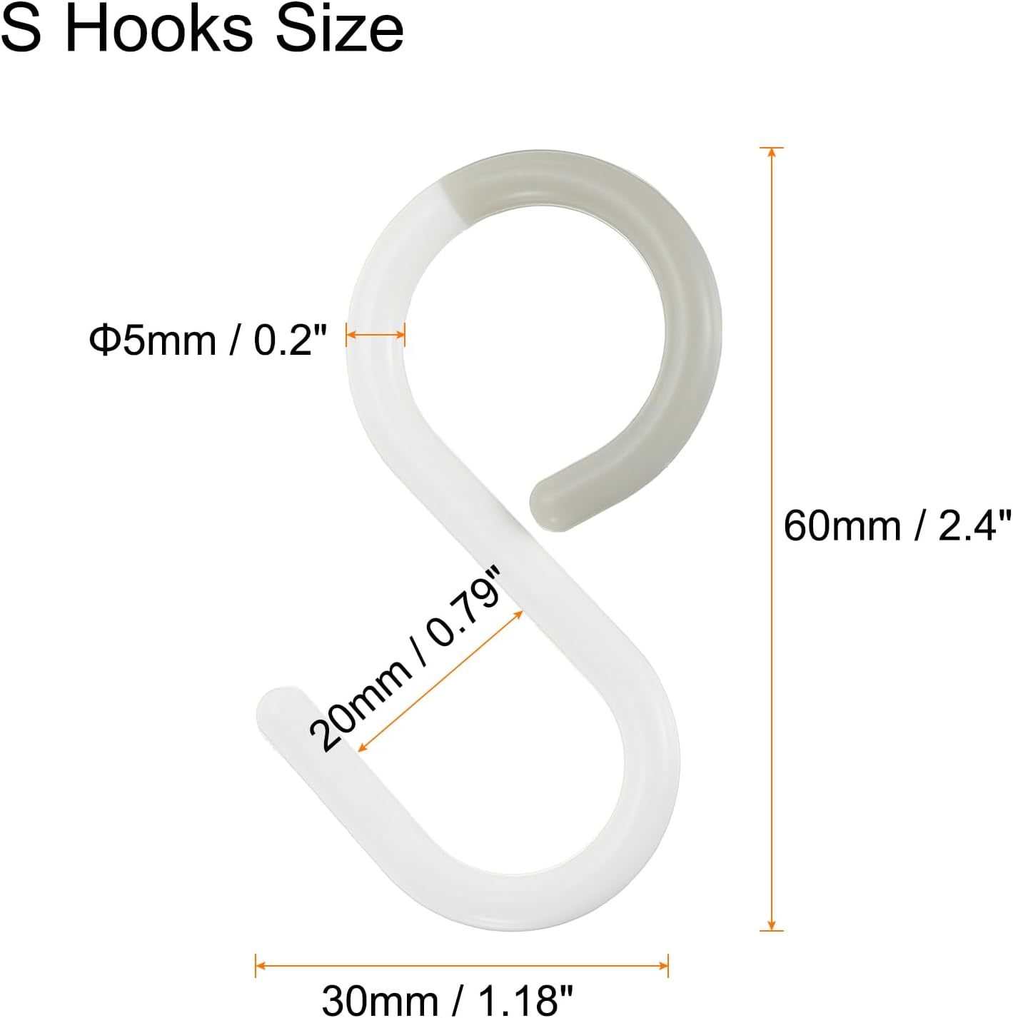 HARFINGTON 9pcs S Hooks 2.4" Plastic Hanging S Shaped Hooks Small S Ha