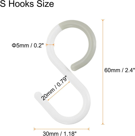 HARFINGTON 9pcs S Hooks 2.4" Plastic Hanging S Shaped Hooks Small S Ha