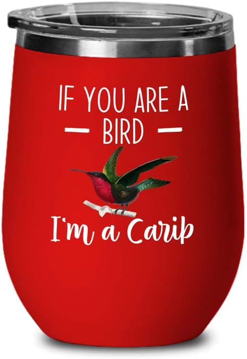 Bird Lover Red Edition Wine Tumbler 12oz - Bird and Carib - Hummingbir