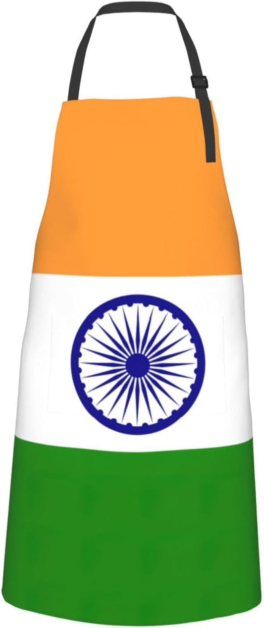Indian flag print Waterproof chef's apron with pocket apron for kitchen cooking baking barbecue and gardening