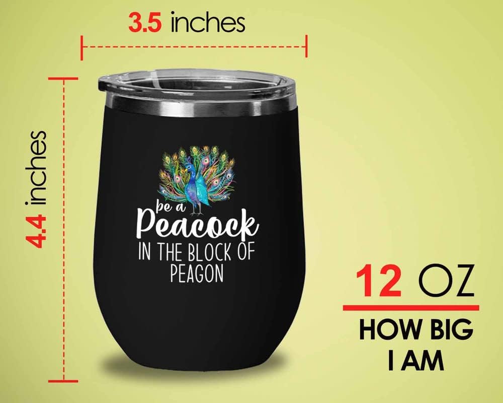 Bird Lover Black Edition Wine Tumbler 12oz - Peacock block pgeons - Hummingbird Nest Cage Parrot Dad Gardening Outdoor Birdwatcher Feeder