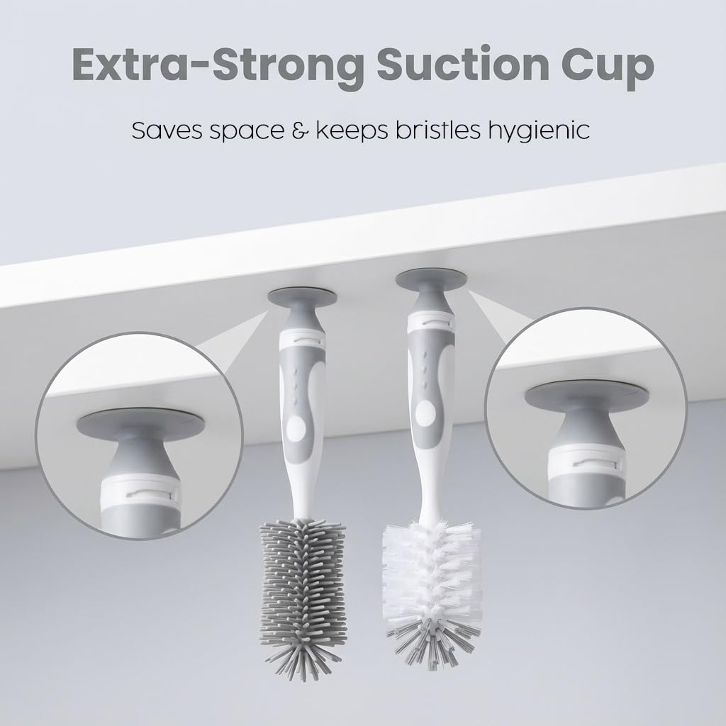 5-in-1 Baby Bottle Cleaner Set, Including Nylon & Silicone Bottle Brus
