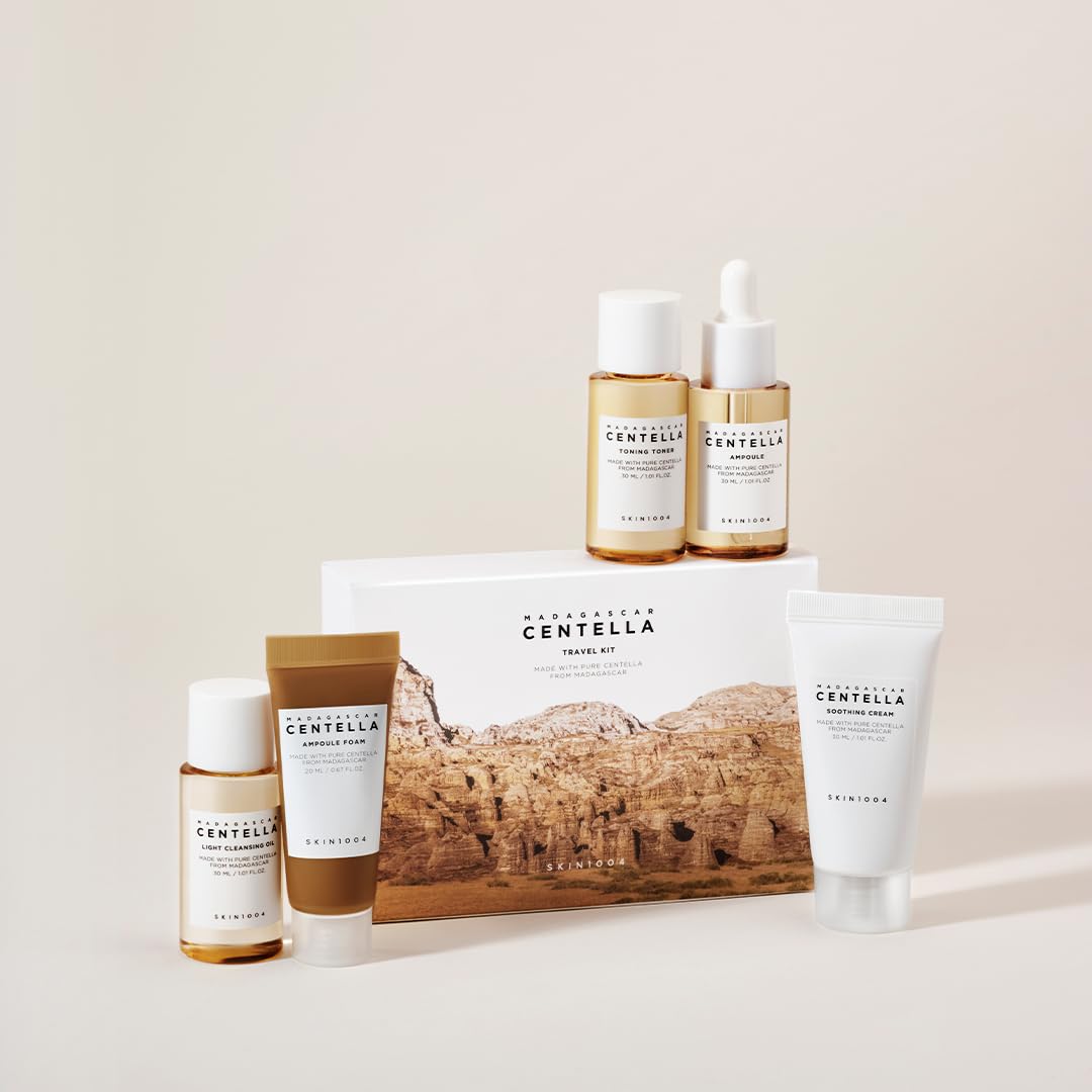 SKIN1004 Madagascar Centella Travel Kit, Toner, Ampoule, Soothing Crea