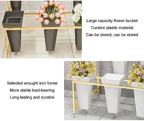 Stylish Metal Flower Cart on Wheels - Versatile Indoor/Outdoor Plant Stand & Bouquet Rack for Fresh Flower Shops, Gardens, Home Decor & Art Exhibitions - Perfect for Flower Displays