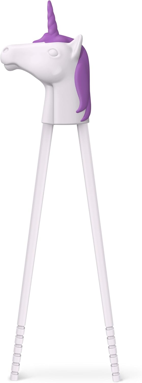 Genuine Fred MUNCHTIME Unicorn Chopsticks for Kids, Purple and White, Reusable Beginner Chopsticks with Animated Interactive Design, Fun Gift and Picky Eater Solution