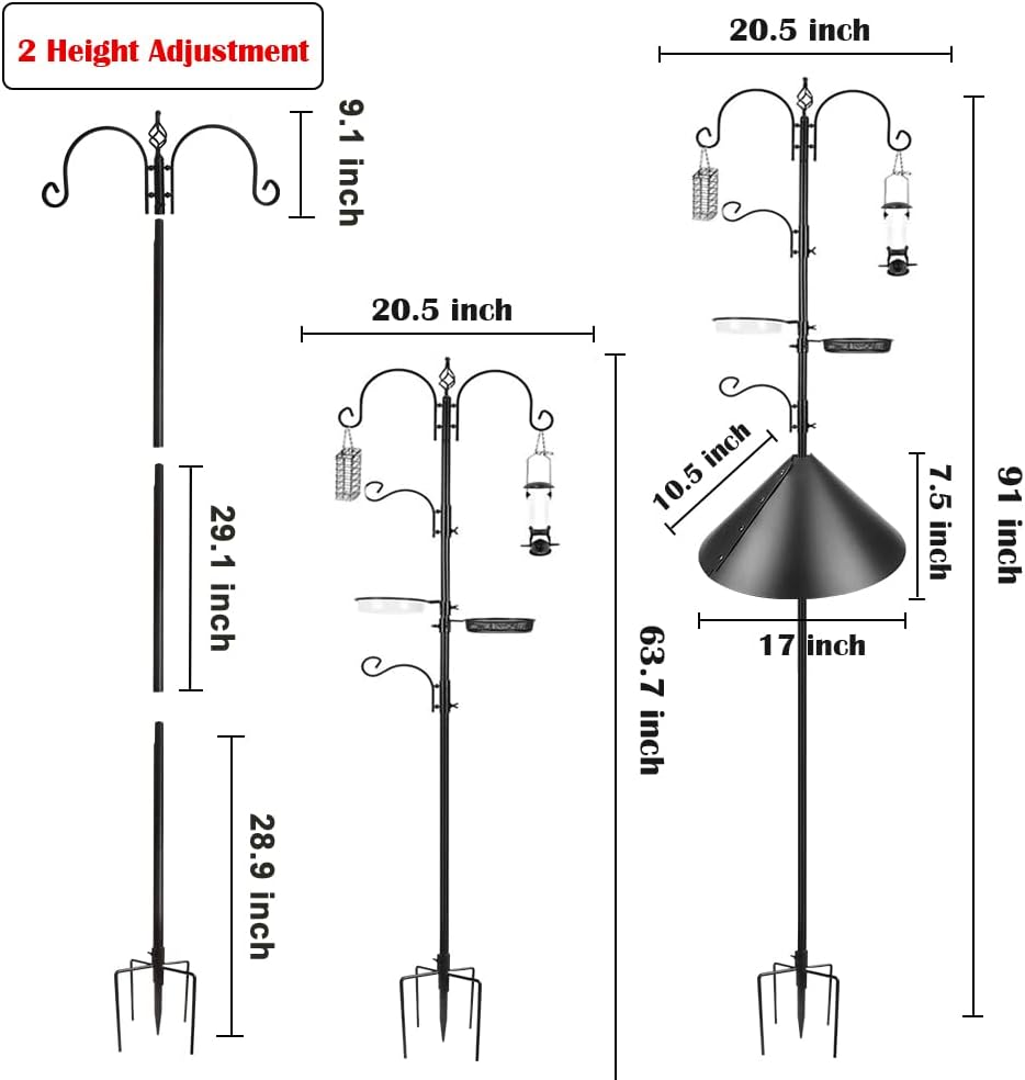 Bird Feeder Pole with Squirrel Baffle - Deluxe Feeder Station Kit Incl