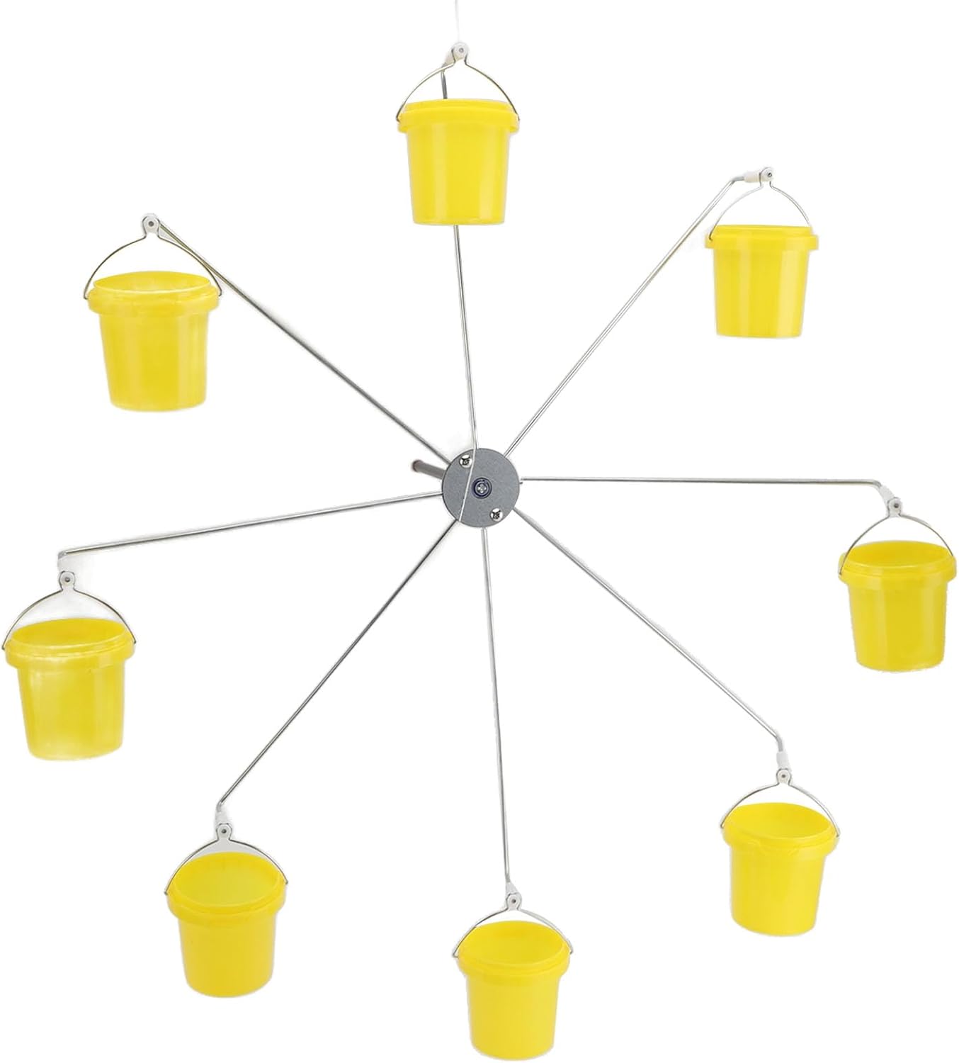 Pilipane Ferris Wheel Bird Feeder Dynamic Outdoor Hanging Hummingbird Feeder with 8 Buckets for Garden Decor Plastic Iron Material