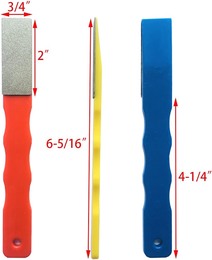 Diamond Color Coded Mini Diamond Hone Kit 3Grits #220,400,600 Flat Hand File Knife Sharpener Red/Yellow/Blue - 3pcs