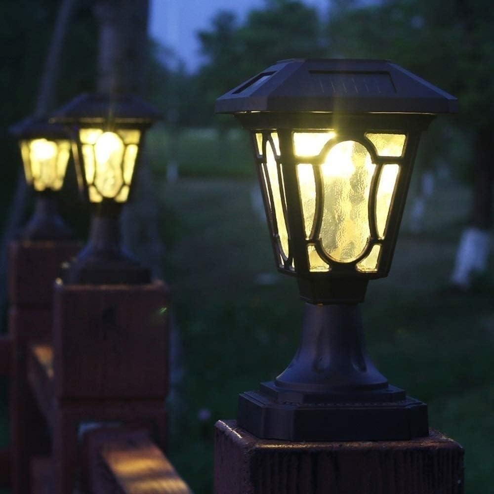 Post Lights Outdoor Garden Lights Deck Lighting Vintage Solar Column Headlight Waterproof Garden Wall Outdoor LED Bright Wall Lighting European Garden Street Light Post Floor Column Lamps