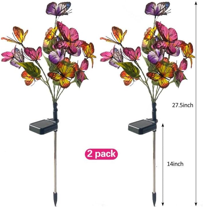 Solar Lights Outdoor Garden Decorative Solar Stake with 2 Pack Decor Powered Waterproof for Garden Yard Pathway