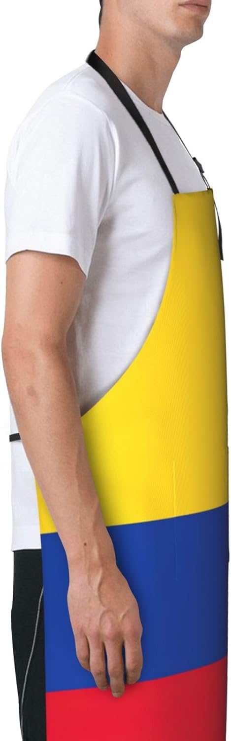 Flag of Colombia Print 28 x 33in Waterproof Apron with Pockets Fashionable Versatile Smock for Baking