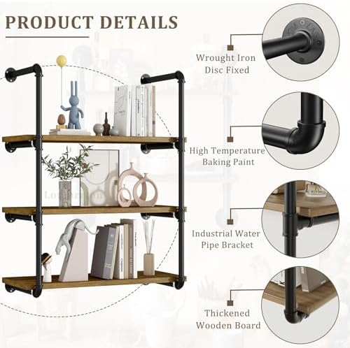 Floating Wall Shelves Kitchen Spice Rack Organizer Shelf 80X20X60cm 100X20X60cm Storage Shelving Unit Plant Stand for Bedroom, Bathroom, Living Room, Office, Outdoor(100x20x90cm) ()
